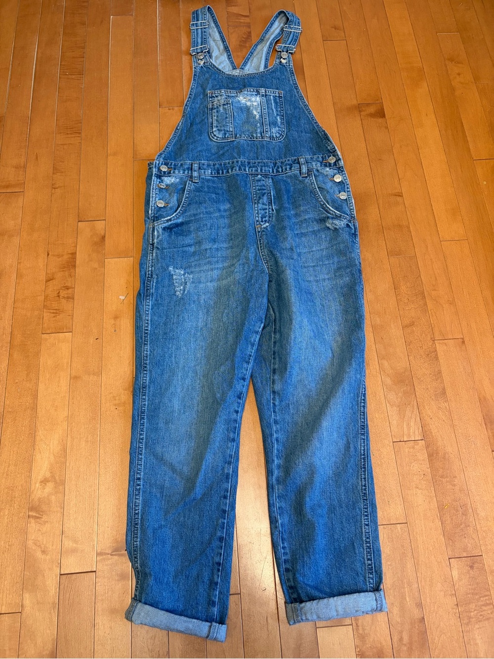 Topshop Moto Size 8 Distressed Blue Denim Women's Overalls